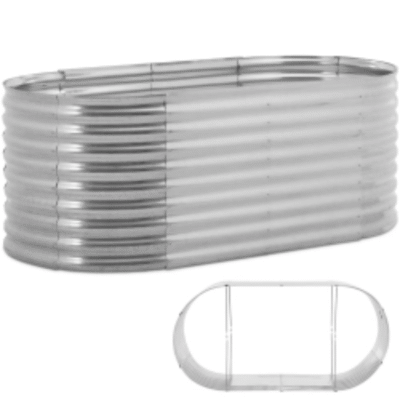 owalna metalowa grządka podwyższona 202x78x100 cm