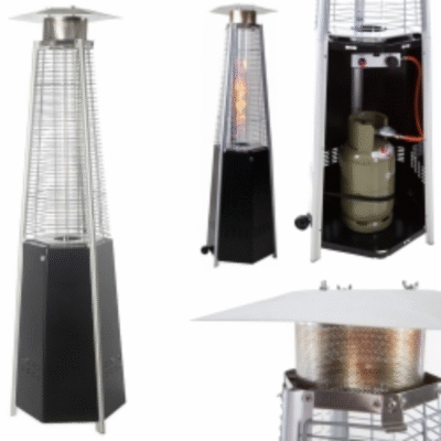 czarna lampa grzewcza meva hexagon