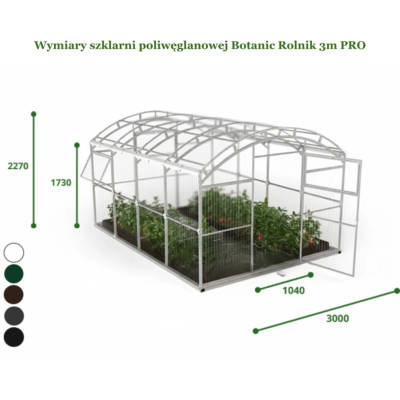 Szklarnia Botanic Rolnik 3M PRO wymiary