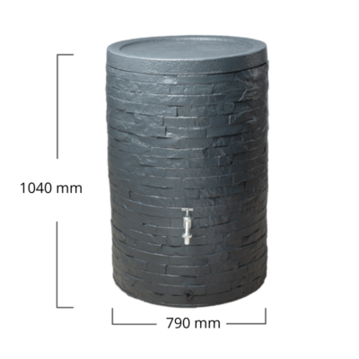 Zbiornik na deszczówkę Muro 420l grafitowy - wymiary