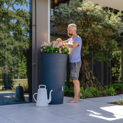 Zbiornik na deszczówkę Natura 2w1 350l granitowy zamontowany